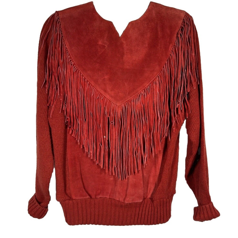 PIONEER Red Fringe Sweater